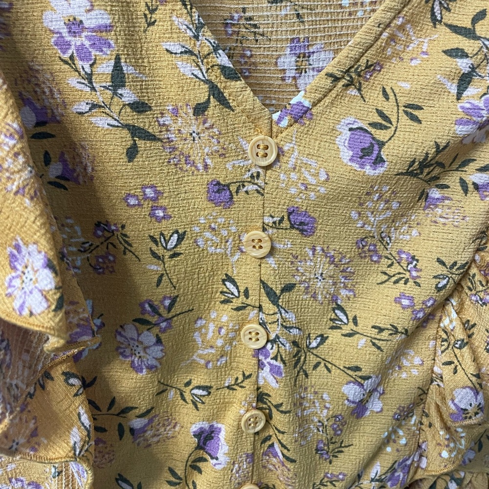 Floral Mustard Ruffle Top - Picture 4 of 4